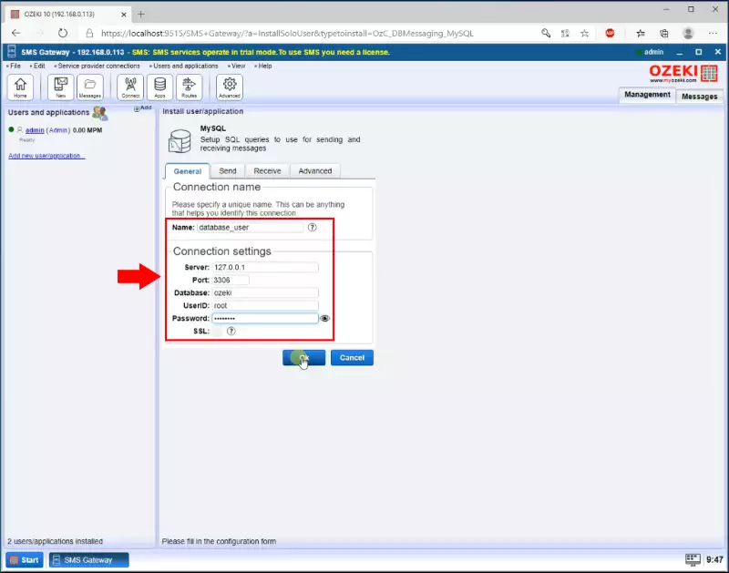 تحديد تفاصيل اتصال قاعدة بيانات mysql